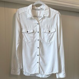 Halogen Brand Women’s White Button-Up Shirt size Medium